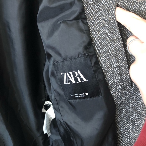 Zara Mens Gray Cotton Blend Button Up Pea Coat - Size Large - Picture 3 of 9